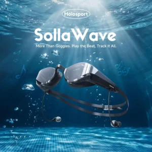 SollaWave AI Music Smart Goggles Swimming Headphones, Real-Time Voice Feedback + 4GB MP3 Player, 9-Axis Motion Tracking Swimming Earbuds, IP68 Waterproof Headphones for Swimming with App & AI Analysis, Swim Googles With Music